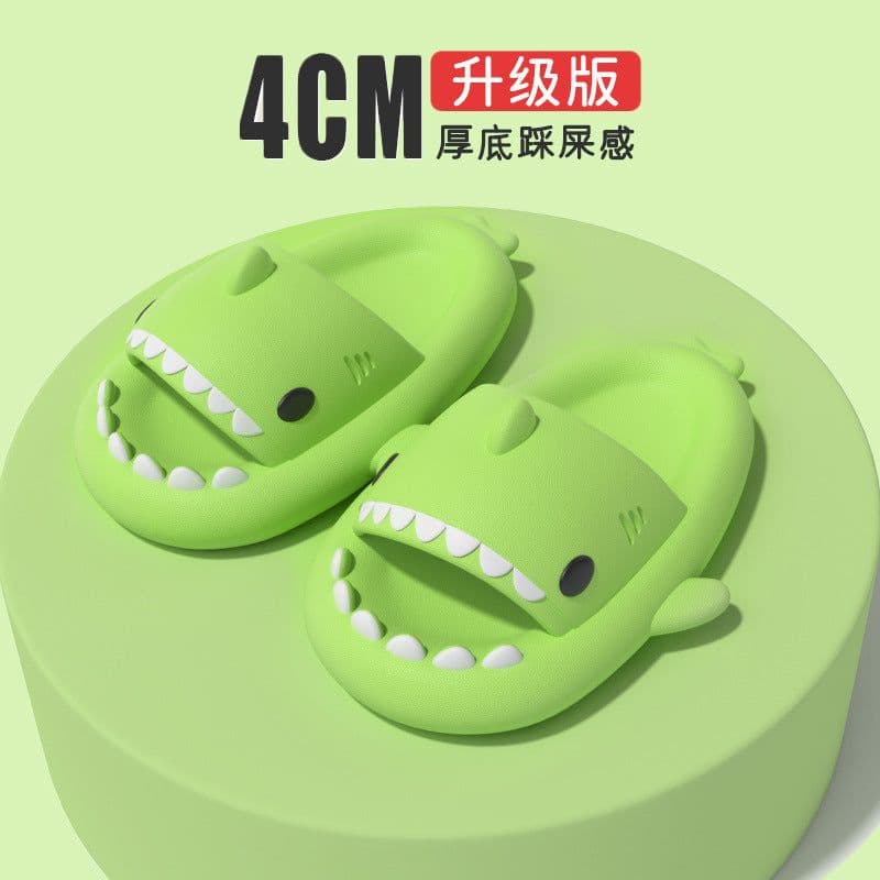 image-4cm thick bottom shark parent-child slippers female funny home cartoon children's sandals tide stepping on shit feeling couple slippers female
