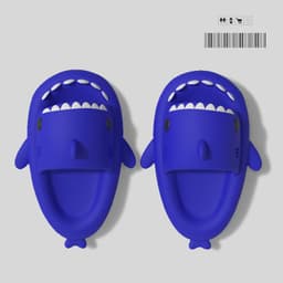image-4cm thick bottom shark parent-child slippers female funny home cartoon children's sandals tide stepping on shit feeling couple slippers female