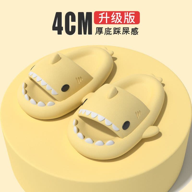 image-4cm thick bottom shark parent-child slippers female funny home cartoon children's sandals tide stepping on shit feeling couple slippers female