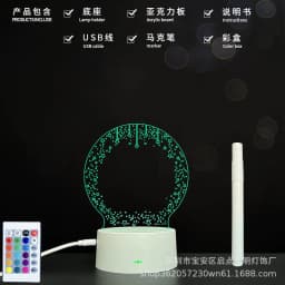 image-Factory spot blank board 3D night lamp holder 3D lamp acrylic board handwritten message board 3D small table lamp LED light