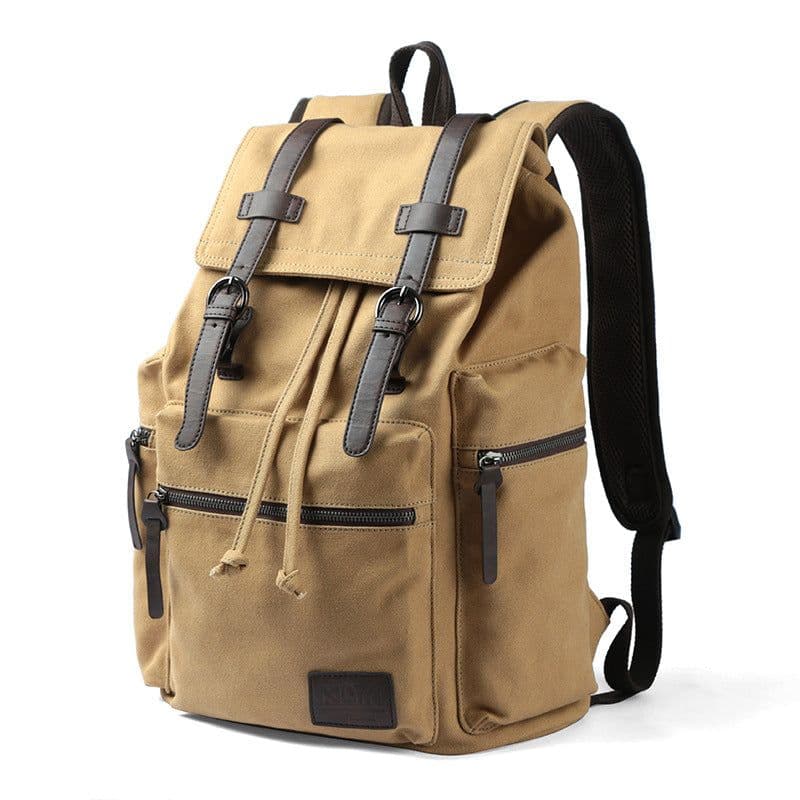 image-Factory direct men's canvas backpack simple large-capacity travel backpack computer bag cross-border hot spot