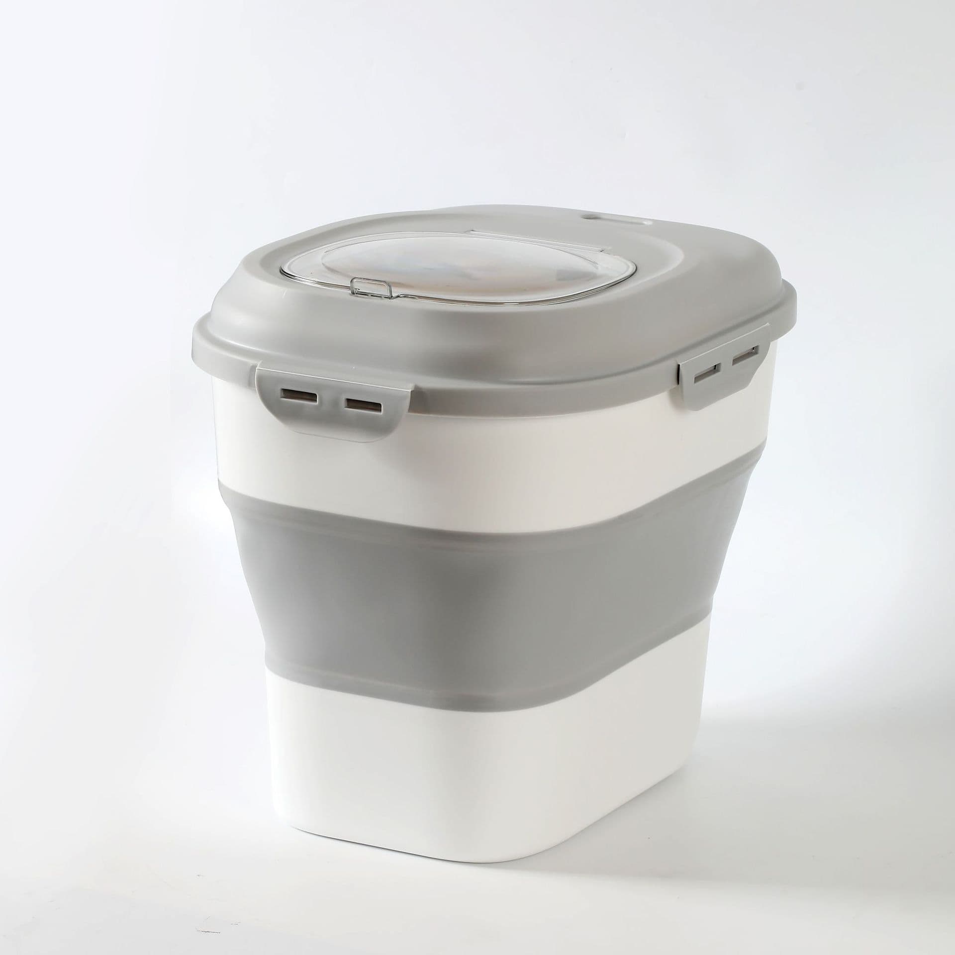 image-Folding rice bucket flour grain storage box dry goods moisture-proof insect storage box pet grain storage bucket folding rice bucket