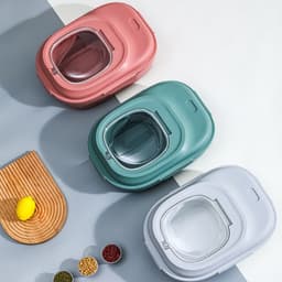 image-Folding rice bucket flour grain storage box dry goods moisture-proof insect storage box pet grain storage bucket folding rice bucket