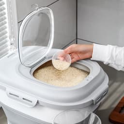 image-Folding rice bucket flour grain storage box dry goods moisture-proof insect storage box pet grain storage bucket folding rice bucket