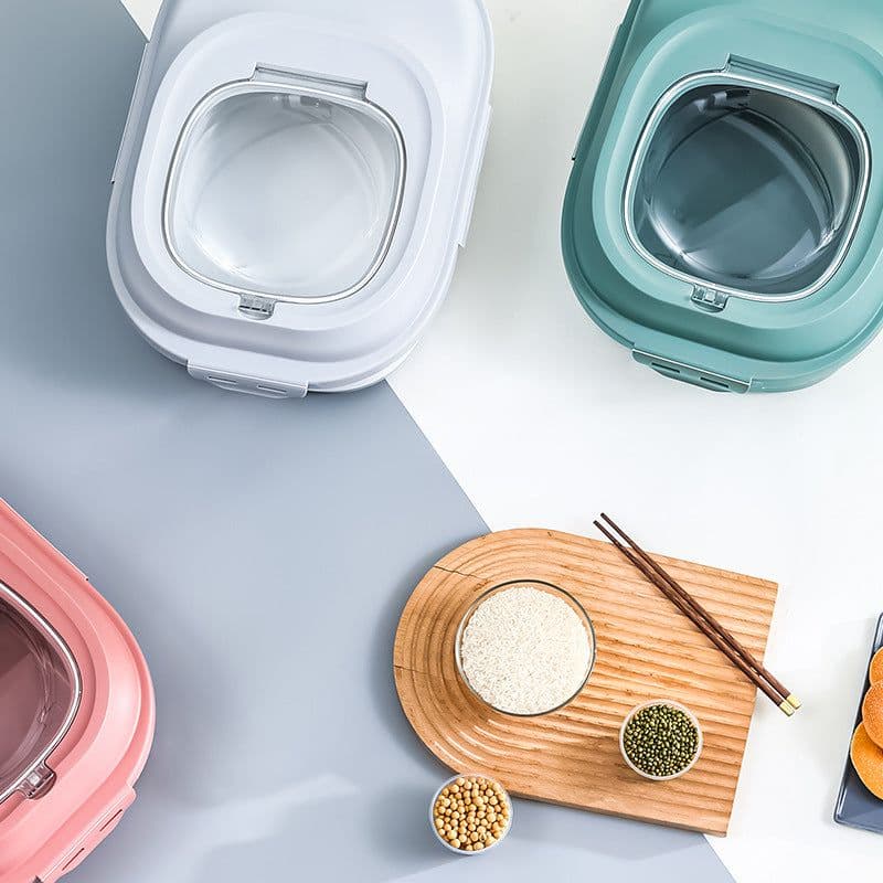 image-Folding rice bucket flour grain storage box dry goods moisture-proof insect storage box pet grain storage bucket folding rice bucket