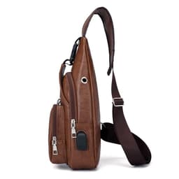 image-USB data cable charging chest bag new casual fashion shoulder bag PU outdoor sports men's bag