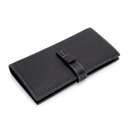 image-2022 new wallet European and American drawstring long ladies wallet top layer leather clutch bag contrast color leather women's handbag