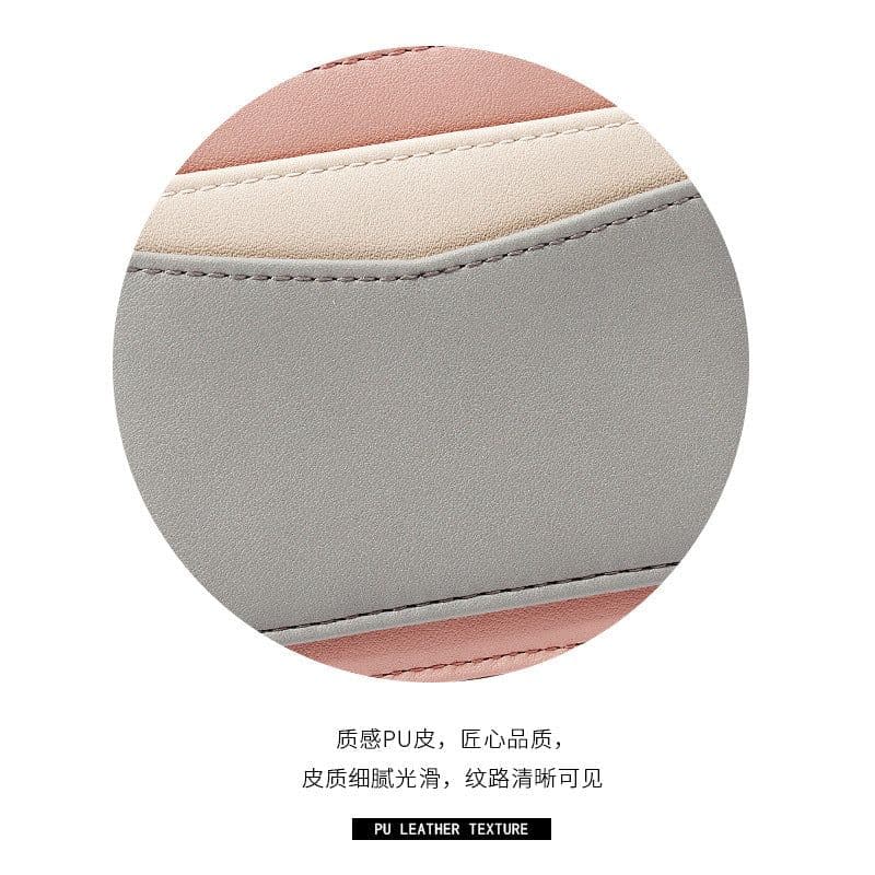 image-Yueqiankai Korean version stitching women's wallet Multi-card zipper card bag key chain small wallet Women's coin purse