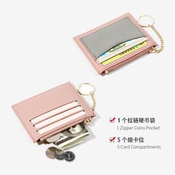 image-Yueqiankai Korean version stitching women's wallet Multi-card zipper card bag key chain small wallet Women's coin purse