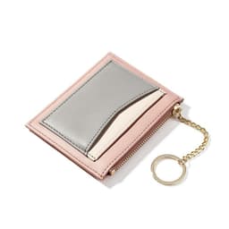 image-Yueqiankai Korean version stitching women's wallet Multi-card zipper card bag key chain small wallet Women's coin purse