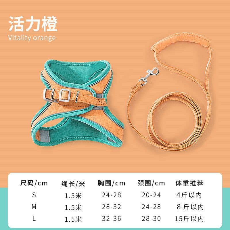 image-Cat traction rope vest type chest strap to prevent break free cute dog traction rope walking cat walking dog special rope