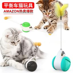 image-Pet supplies factory wholesale company's new hot models Amazon cat tumbler feather funny cat stick cat toy