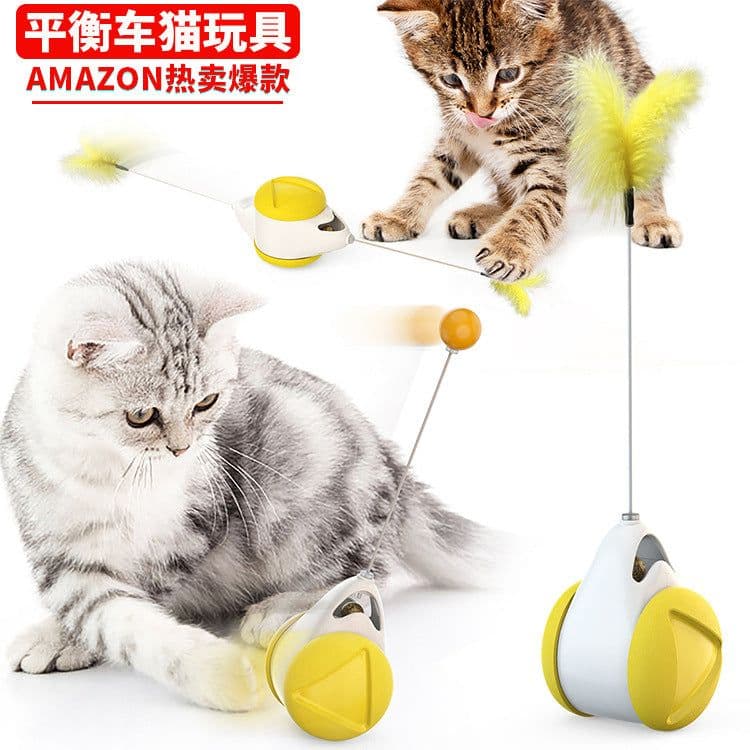 image-Pet supplies factory wholesale company's new hot models Amazon cat tumbler feather funny cat stick cat toy
