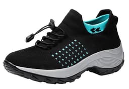 image-Cross-border popular plus size women's shoes mom shoes rocking shoes socks casual shoes flying woven breathable women's shoes lace-up platform shoes