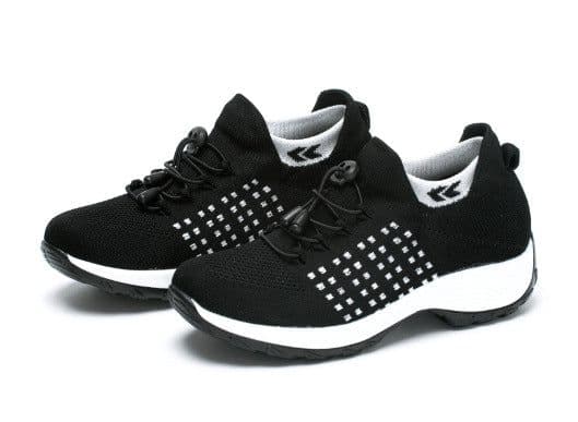 image-Cross-border popular plus size women's shoes mom shoes rocking shoes socks casual shoes flying woven breathable women's shoes lace-up platform shoes