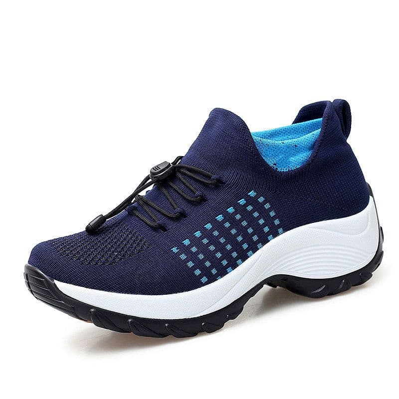 image-Cross-border popular plus size women's shoes mom shoes rocking shoes socks casual shoes flying woven breathable women's shoes lace-up platform shoes