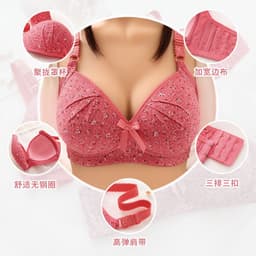 image-Foreign trade cross-border pure cotton printing bra without steel ring gather non-magnetic plus size mother underwear factory direct sales