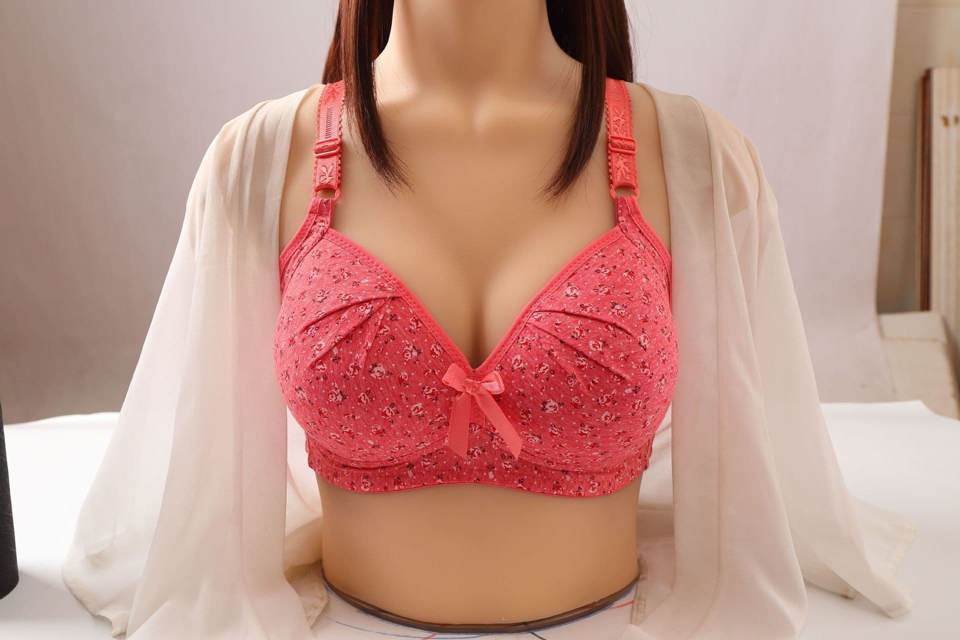 image-Foreign trade cross-border pure cotton printing bra without steel ring gather non-magnetic plus size mother underwear factory direct sales