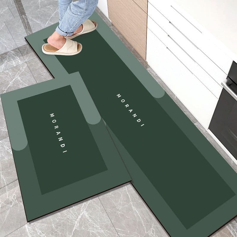image-Kitchen floor mats can be wiped door mats water-absorbing oil-absorbing diatom mud pads household mats waterproof oil-proof non-slip carpet