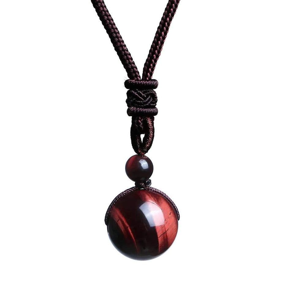 image-Hot Hand Woven Natural Stone Crystal Bead Necklace Tiger Stone Bead Pendant Men's Necklace