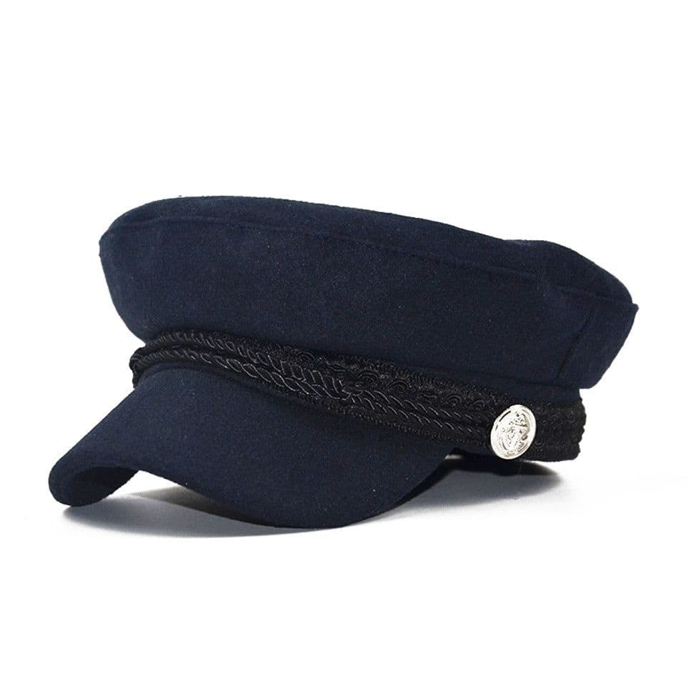 image-Fashion hat shade military octagonal hat autumn and winter retro patchwork beret women England style