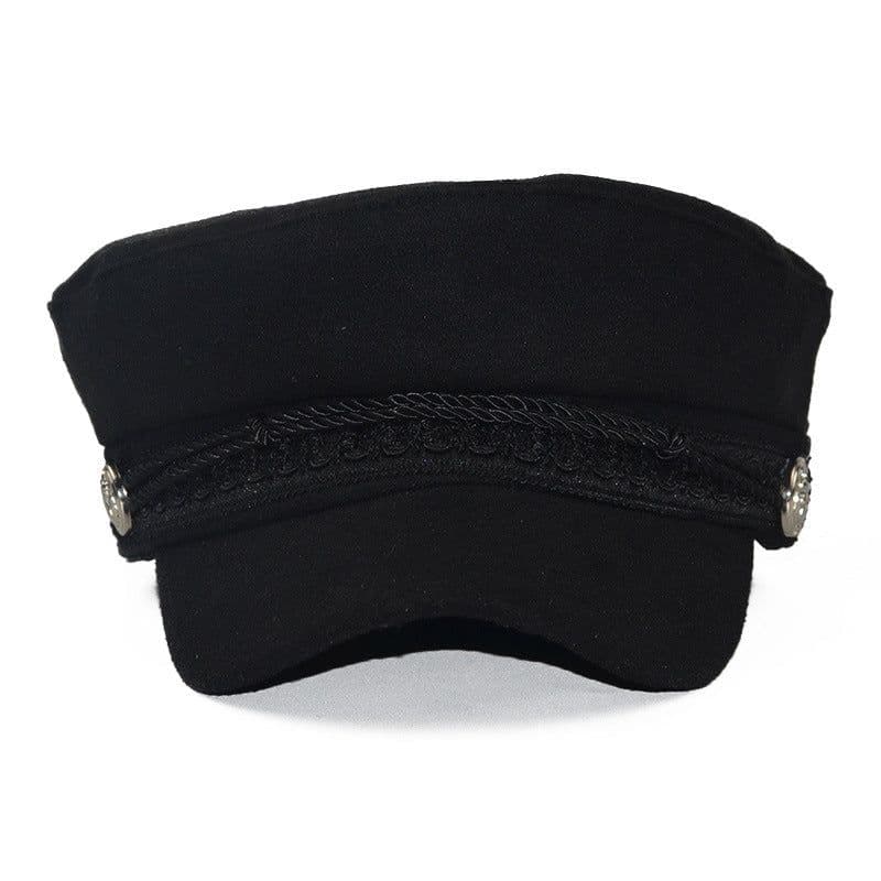 image-Fashion hat shade military octagonal hat autumn and winter retro patchwork beret women England style