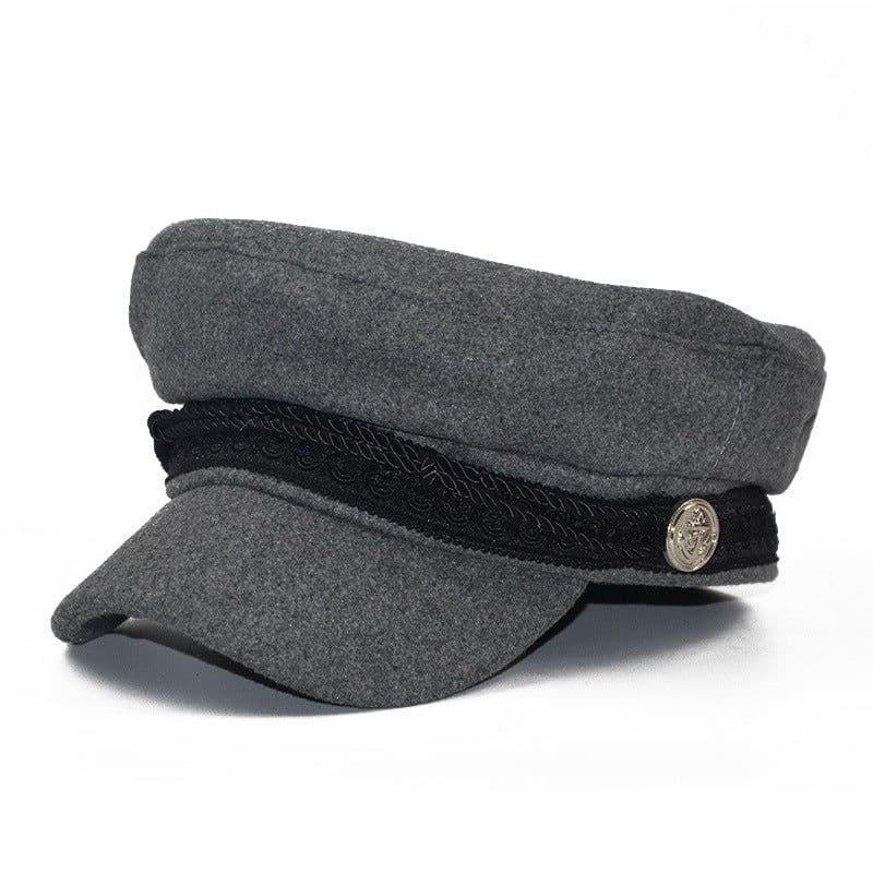 image-Fashion hat shade military octagonal hat autumn and winter retro patchwork beret women England style