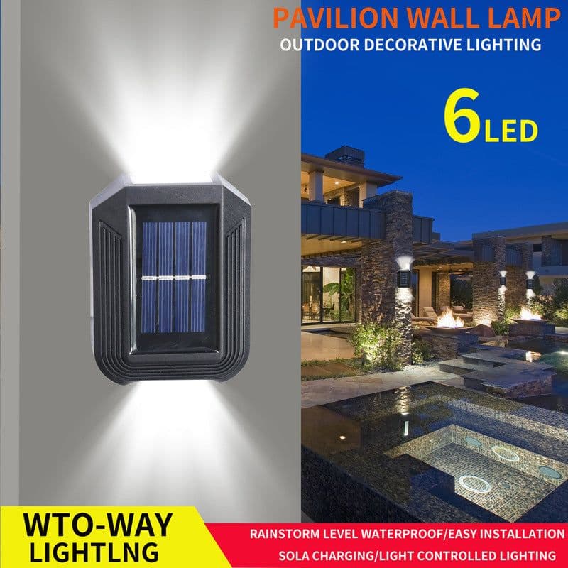 image-Solar outdoor garden lamp home wall lamp decoration layout wall washing wall new up and down luminous atmosphere wall lamp