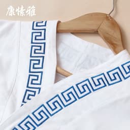 image-2pcs Men Fitness Suit Yoga Set Gym Clothes Cotton and Linen Meditation Clothing White Shirt and Pants with Blue Chinese Pattern