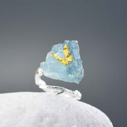 image-Natural Aquamarine Butterfly S925 Women's Adjustable Ring Personality Design Data Pack