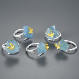 image-Natural Aquamarine Butterfly S925 Women's Adjustable Ring Personality Design Data Pack