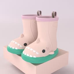 image-Cartoon shark children's rain boots girls baby non-slip rain boots children's cute water shoes waterproof children's rubber shoes