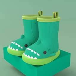 image-Cartoon shark children's rain boots girls baby non-slip rain boots children's cute water shoes waterproof children's rubber shoes