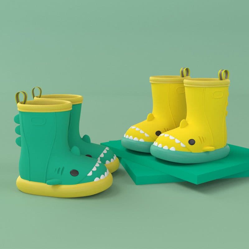 image-Cartoon shark children's rain boots girls baby non-slip rain boots children's cute water shoes waterproof children's rubber shoes