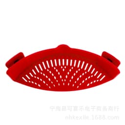 image-Silicone drainer pot side draining block household creative noodles vegetables pouring vegetables filter anti-spill leakage baffle drainer