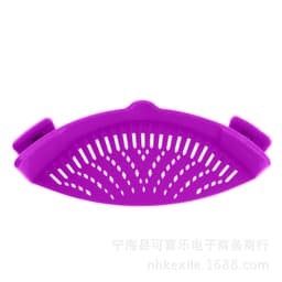 image-Silicone drainer pot side draining block household creative noodles vegetables pouring vegetables filter anti-spill leakage baffle drainer