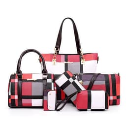 image-The new plaid six-piece tote bag contrasting color trend one-shoulder handbags cross-border one-piece drop-shipping to the world