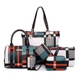 image-The new plaid six-piece tote bag contrasting color trend one-shoulder handbags cross-border one-piece drop-shipping to the world