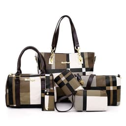 image-The new plaid six-piece tote bag contrasting color trend one-shoulder handbags cross-border one-piece drop-shipping to the world