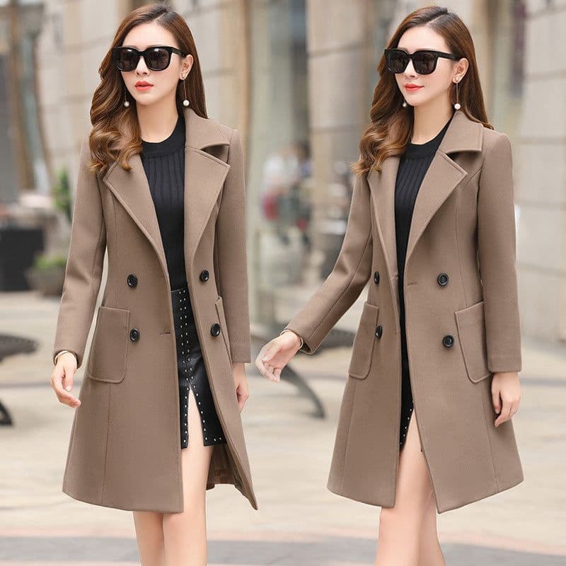 image-2021 new winter Korean version slim fit, fashionable temperament, mid-length waisted woolen coat, women's woolen coat