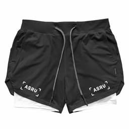 image-2022 summer men's shorts Europe and the United States large size mesh double-layer sports shorts anti-glare outdoor training quick-drying pants