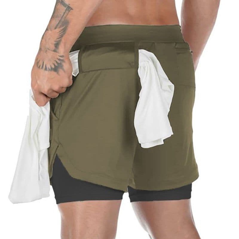 image-2022 summer men's shorts Europe and the United States large size mesh double-layer sports shorts anti-glare outdoor training quick-drying pants
