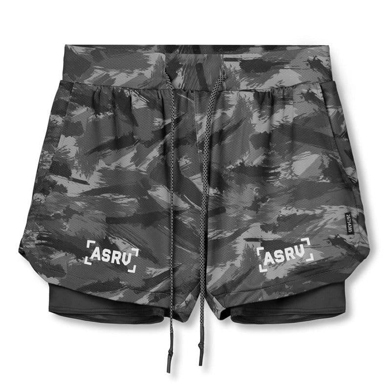 image-2022 summer men's shorts Europe and the United States large size mesh double-layer sports shorts anti-glare outdoor training quick-drying pants
