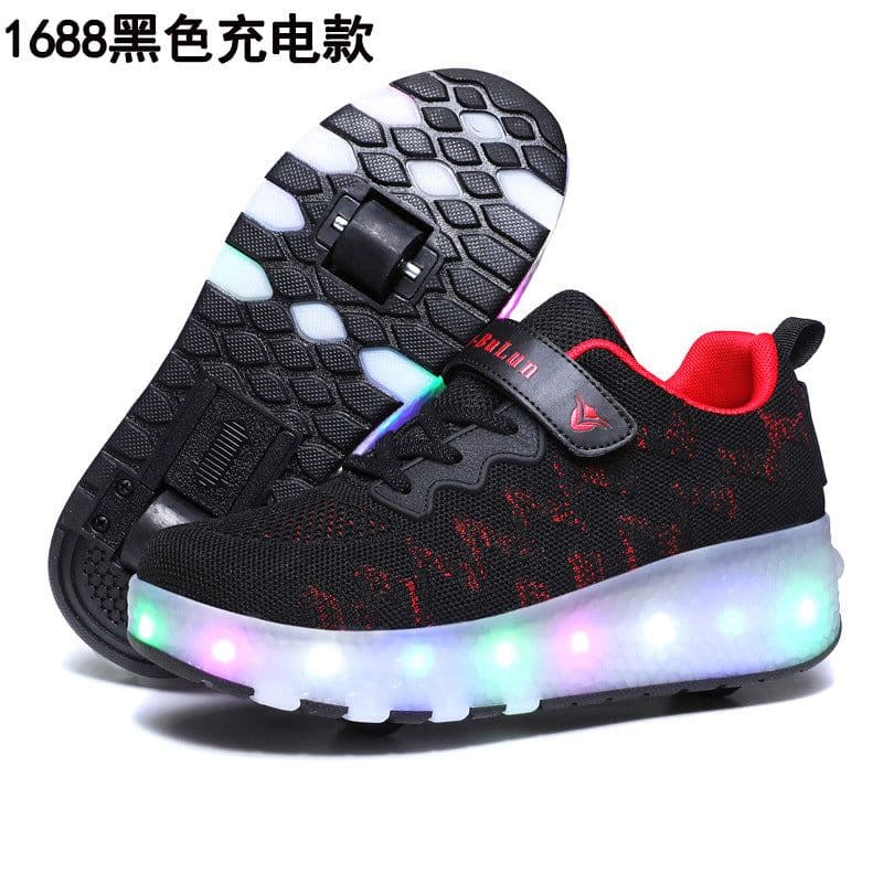 image-Cross-border special for Heelys shoes LED hair smooth roller shoes boys and girls student sports single and double wheels Amazon