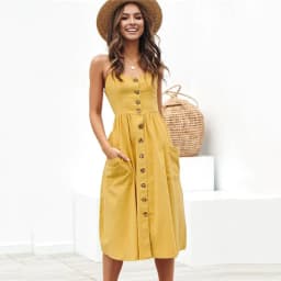 image-AliExpress 2019 summer European and American new cross-border hot selling sexy suspenders button backless dress female 8022