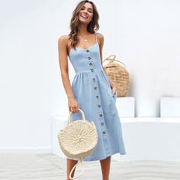image-AliExpress 2019 summer European and American new cross-border hot selling sexy suspenders button backless dress female 8022