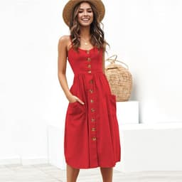 image-AliExpress 2019 summer European and American new cross-border hot selling sexy suspenders button backless dress female 8022
