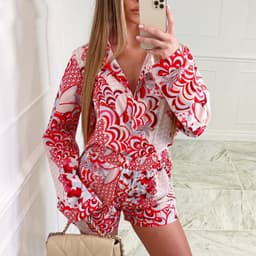 image-Amazon Europe and America Fashion Casual Suit Beach Sun Protection Suit Long Sleeve Shirt Shorts Bandana Three Piece Set
