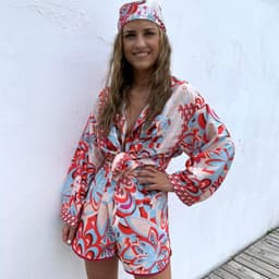 image-Amazon Europe and America Fashion Casual Suit Beach Sun Protection Suit Long Sleeve Shirt Shorts Bandana Three Piece Set