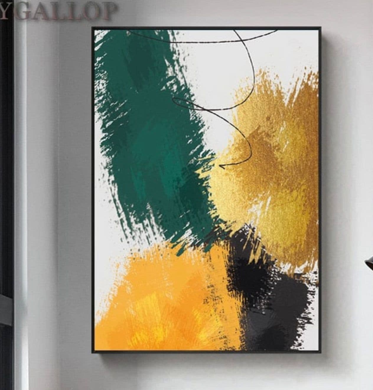image-Postmodern abstract black yellow line canvas painting core wish AliExpress hot style painting core living room decoration painting